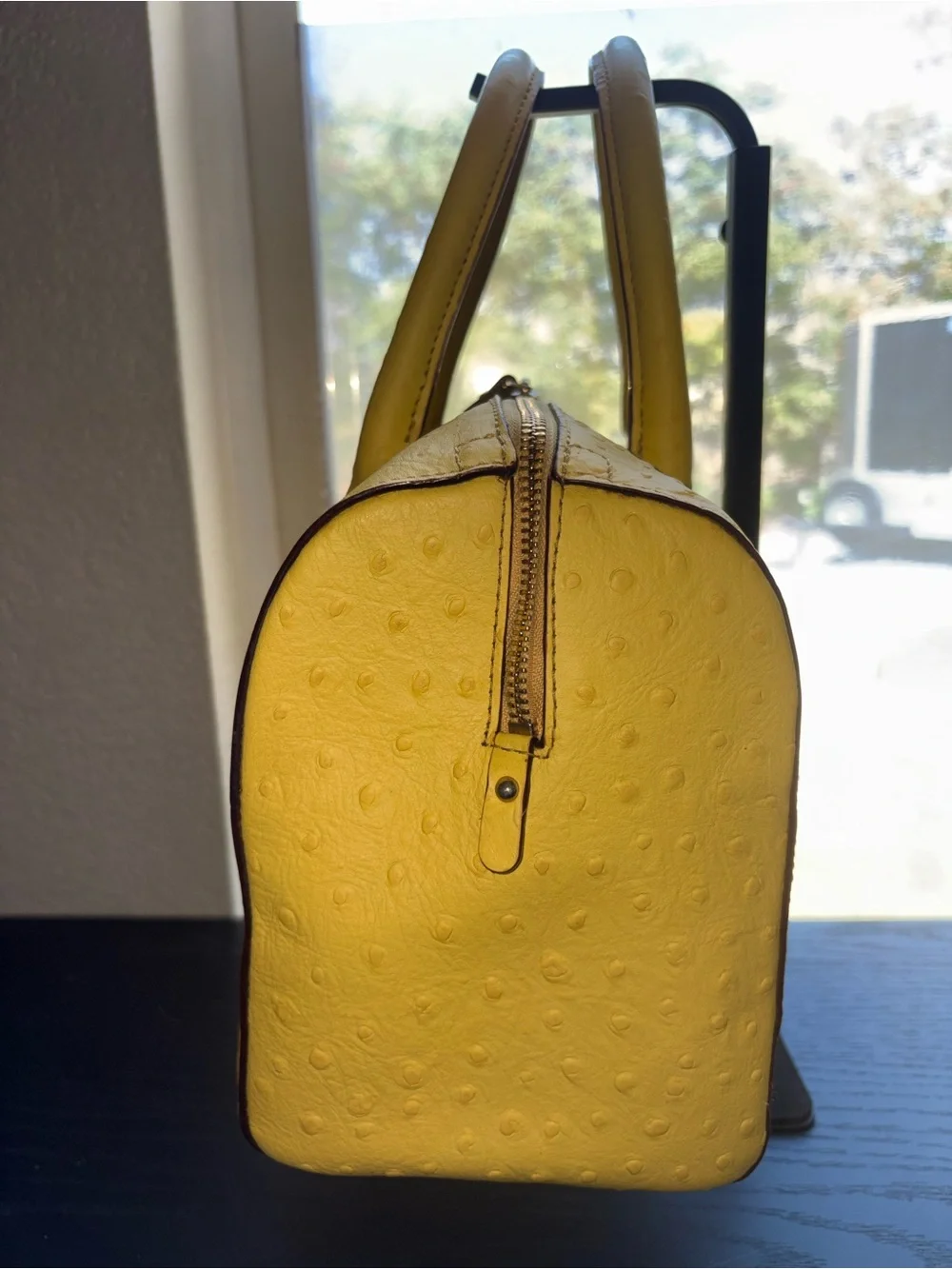 Kate Spade New York Yellow Ostrich Embossed Leather Satchel
